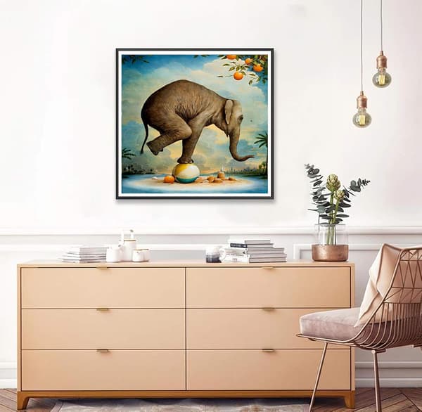 5D Diamantmålning Elefant Vilda Djur Lång Näsa Cirkus Orange