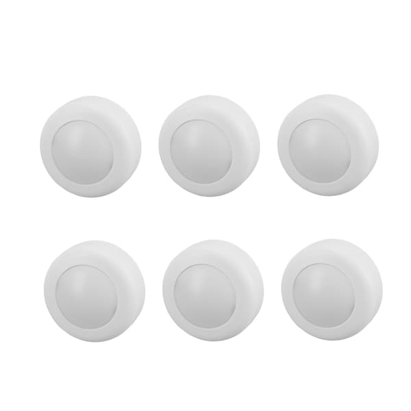 6 pcs LED Puck Lights with Remote Control Dimmable Circular Lamp for Under Cabinet Wardrobe Counter Lighting White