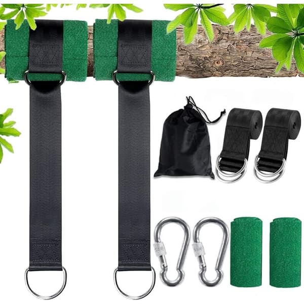 Hammock Strap, Tree Swing Strap, Hammock Swing Mount for Trees 2 x 150 cm with D-ring - Two Carabiners - Max Load 500 kg