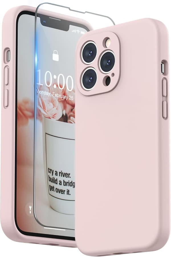 Liquid Silicone Case for iPhone 13 Pro, Individual Lens Protection Shockproof Rubber iPhone 13 Pro 6.1 (Pink)