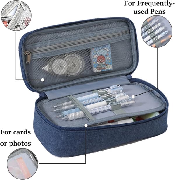 1 Piece - Pencil Case - Storage Bag - 23x6.5x11cm - Blue - High Quality - Durable