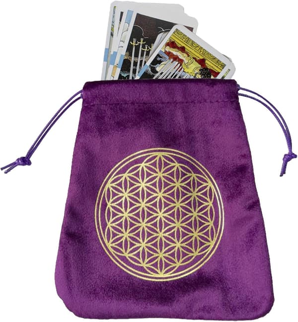 Tarot-pocket | myk Tarotkort oppbevaringspose terning lilla livets blomst Lila Blume des Lebens