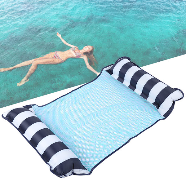 Foldable Dual Function Floating Bed Water Deck Chair Sofa Hammock Mesh Pool Accessory Light Blue