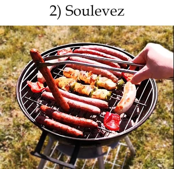 Stor multifunksjonell grilltang i rustfritt stål med hjul, størrelse 50 cm