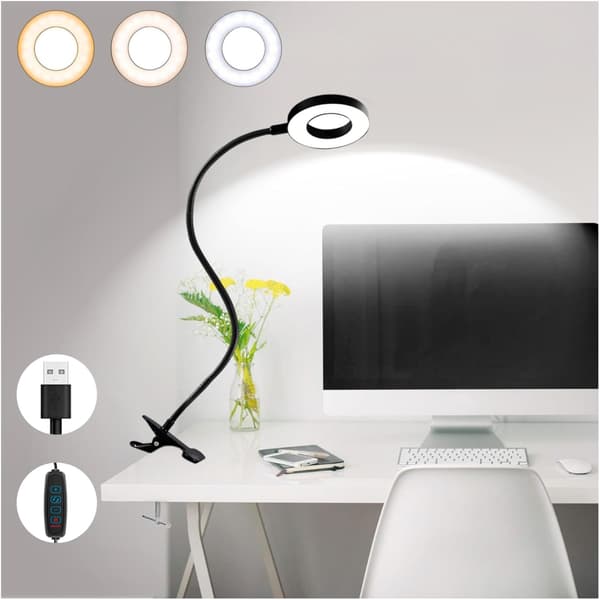 Klemme læselamper, 3 farver 10 lysstyrker, 48 LED USB-skrivebordslampe
