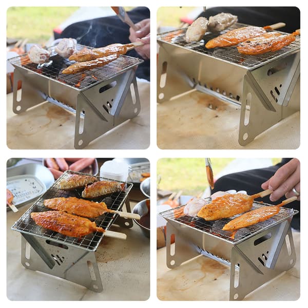 Foldbare grill i rustfrit stål, høj temperaturbestandig BBQ-komfur til camping A