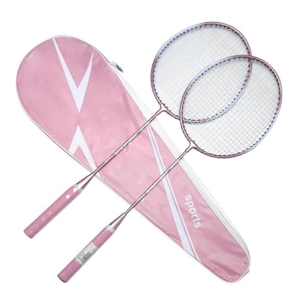 2 st Badmintonracketar och Väska Set Badmintonracket Set Inomhus Utomhus Rosa Pink