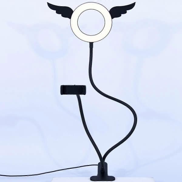 5 tommer englevinger Clip Light, USB Fill Light LED Ring Light med klips til livefotografering, læsning, broderi