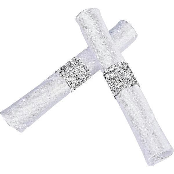 Silver Rhinestone Ribbon Napkin Ring Bling Set for Decoration 50 pcs