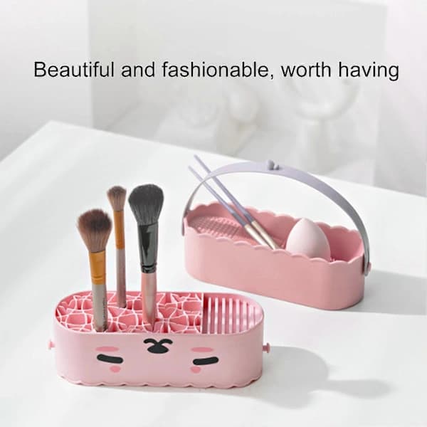 Makeup Brush Cleaner and Drying Rack with Hanging Integrated Storage and Drying Function Makeup Brush Holder Makeup Sponge Powder Puff Cleaning Bowl