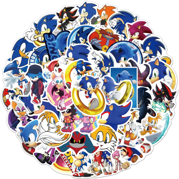 50 st söta Sonic The Hedgehog klistermärken för bärbar dator Sonic The Hedgehog