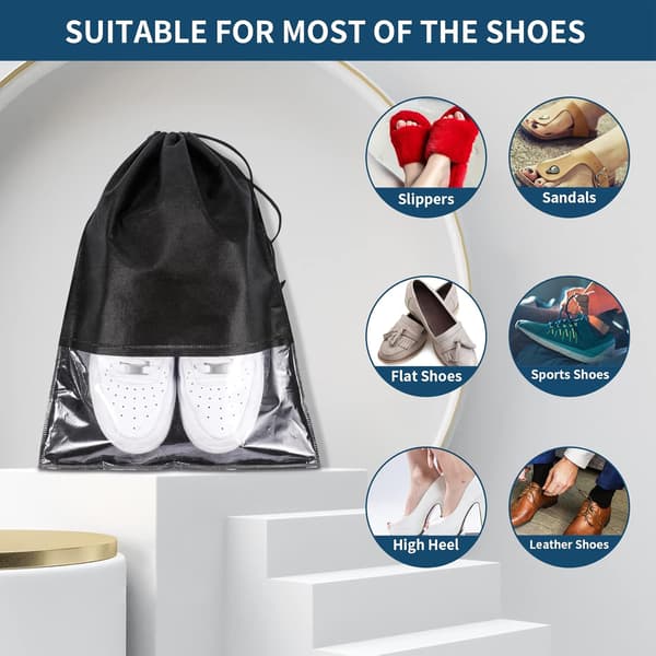 20 store skoposer, non-woven skoopbevaring med snøre