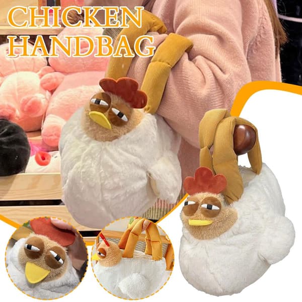 Cartoon Coo Coo Chicken Plush Handheld Ins Mori Doll Shoulder Bag Campus Commute D6
