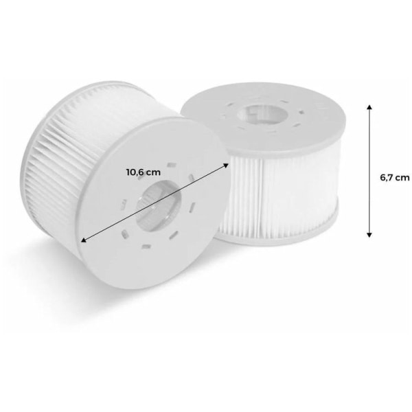 6 suodattimen sarja MSPA-poreallasmalleille, Ø106cm - 6 vaihtosylinterisuodatinta MSPA-poreallasmalleille