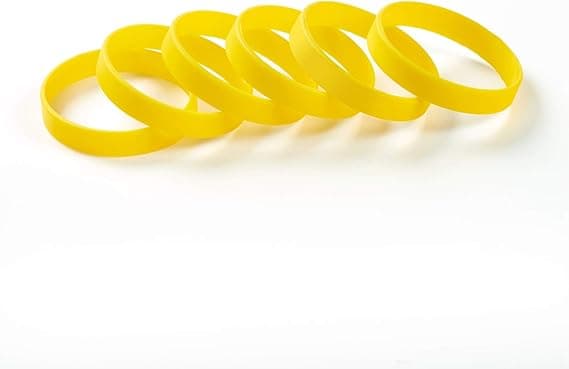 Yellow Wholesale 6 Pcs/Pack Solid Color Rubber Band Silicone Bracelet