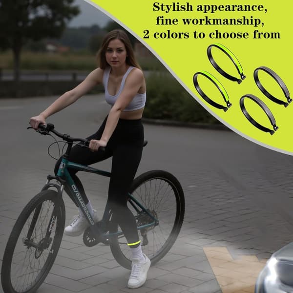 Cykelbukseklips - 2 par reflekterende benstropper til cykling - Sikkerhedsenkelstropper til mænd kvinder løb gåture sort grøn