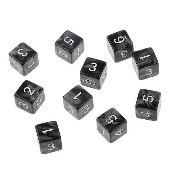 20-pak Sekssidede Terninger D6 til Spil D&D RPG Party Spil Sort og Hvid (FMY)