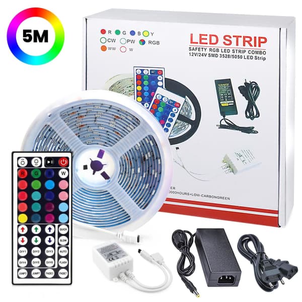 5 meter LED-stripe med RGB / Lyslenke / LED-stripe multifarge