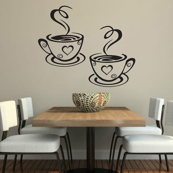 2 ark, 4 mugg väggdekaler konst kök vinyl kaffe dekorativa