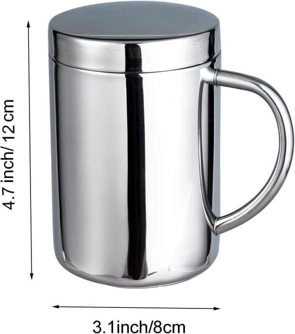 Campingmugg Kaffemugg Kopp Dubbelväggig Rostfritt Stål Drickmugg med Lock för Hemma Kontor Camping Picknick (400ml)