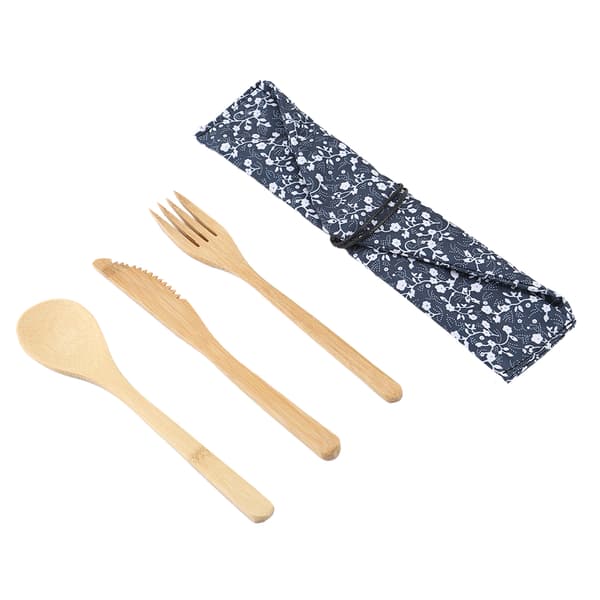 Reusable Japanese Style Bamboo Cutlery Set, Knife, Fork and Spoon