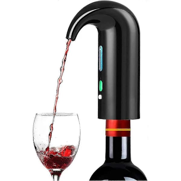 Automatisk vinkaraffel elektrisk vinfilter lufter hælder dekanter med USB-oplader Sort