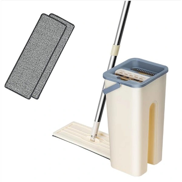 360° Flat Press Mikrofibermoppbøttesett, 1 moppesett + 2 puter