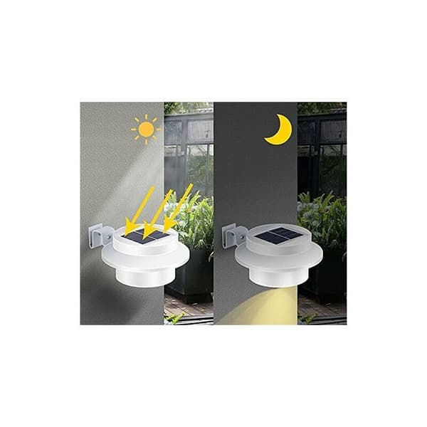 3-pack Solar Gutter Lights, Outdoor Solar Gutter Lights with Adjustable Holder, for Fence, Garden, Wall, Yard (White, Warm Light)
