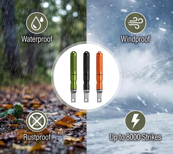 9-pakning Camping Nød-ildstartere, Værbestandig Ferro Rod Kit -