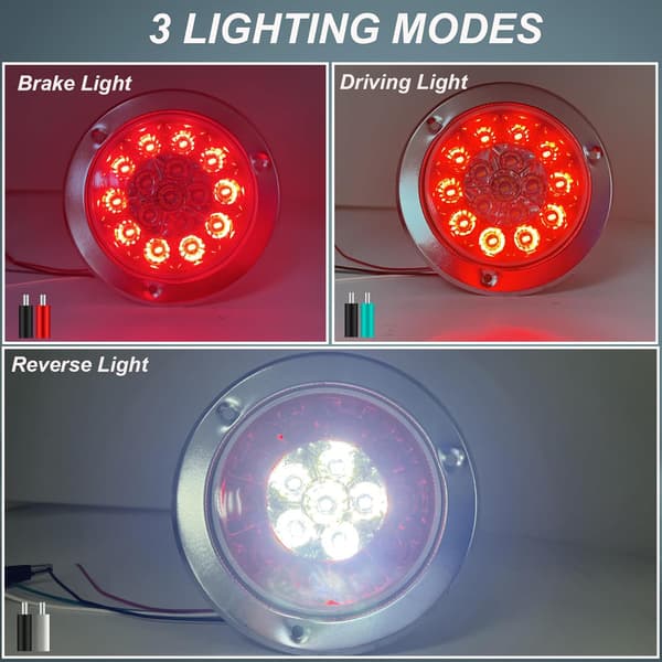 2 stk. runde LED-bremselygter, 4 tommer 16 LED-baglygter 12V 24V bremse