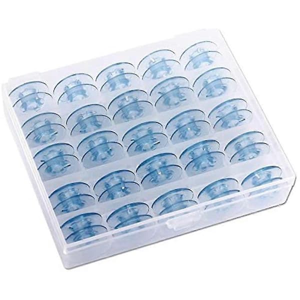 25 x blå spoler til Pfaff symaskiner i praktisk æske, spoler til Pfaff (FMY)