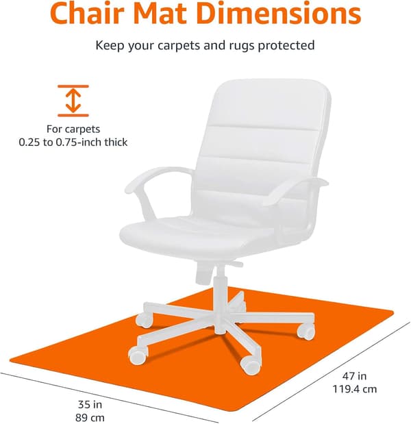 Polykarbonat kontorstol - rektangulært underlag til lav- til mediumlugg tæpper, 76 x 119 cm, klar