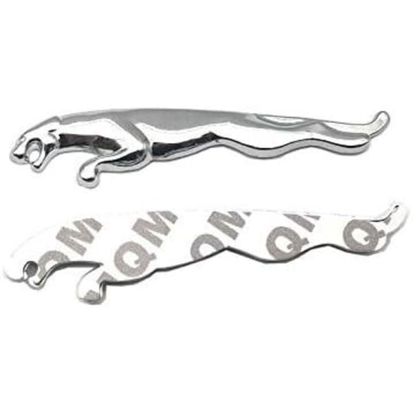 Forkromet metalmærke med en springende jaguar, 160 mm