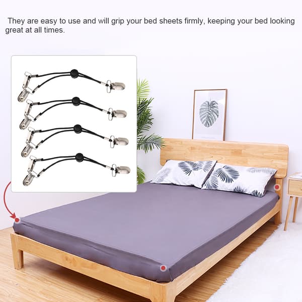 Multifunctional Adjustable Sheet Holders Fasteners Suspender Clips on Holder Gripper Straps (Black)