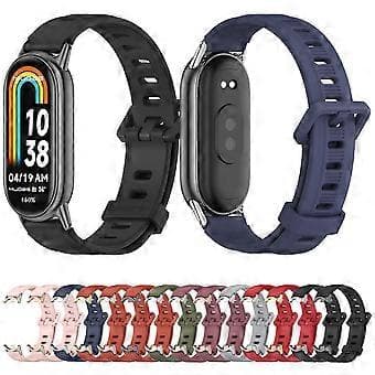 Mijobs silikonrem med flate hull for Xiaomi Mi Band 8 (grå sølv)