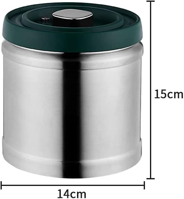 Lufttett kaffeboks - 1,6 L beholder i rustfritt stål for kaffebønner