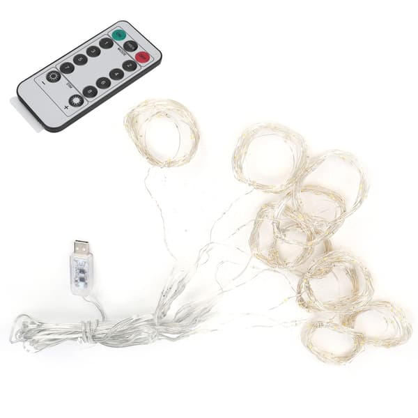 3x3m USB 300LED Chips Curtain Light String with Remote Control for Home Party Decoration Warm Yellow
