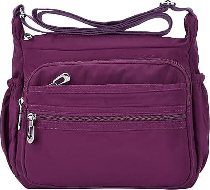 (S, Lila) Nylon Dameveske Vanntett Multi-Pocket M