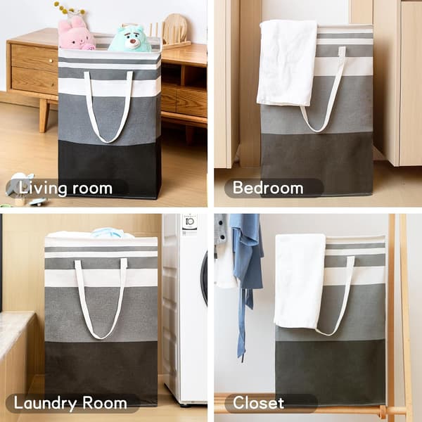 Foldable Laundry Basket 75L, Rectangular Freestanding with Handles for Storing Clothes Toys in Laundry Room