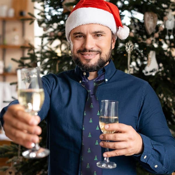 Juleslips til mænd, sjove slips, juleslips, slips med sjovt juletræsmønster til julebordkostume, gave til mænd