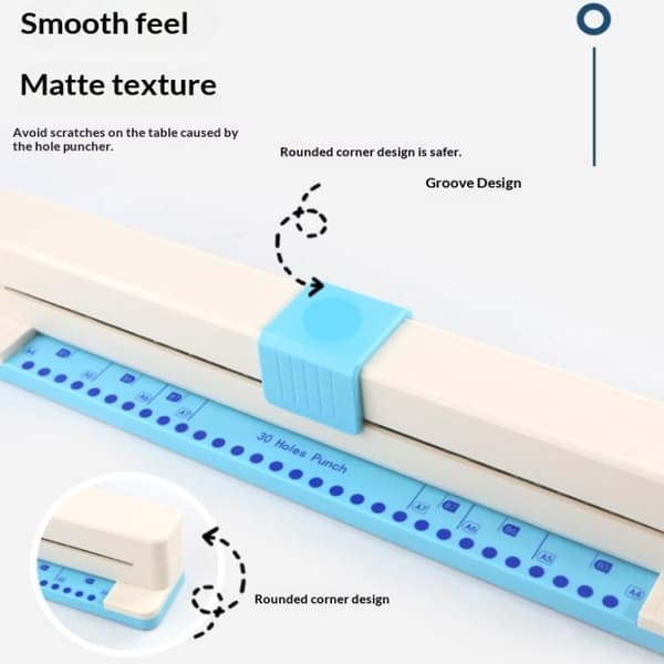 Hole Puncher 30 Holes Document Collar Hole Puncher Manual DIY Blue