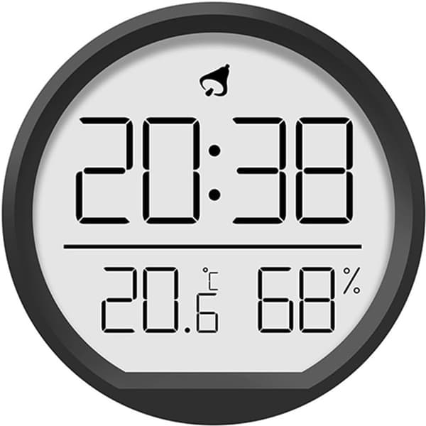 Digitalt ur med temperatur og luftfugtighed - Vækkeur med magnetisk vægmontering til hjem og kontor, sort