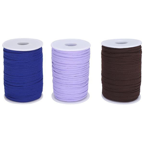 Elastic Band Flat Sewing String DIY Sleeve Mask Making High Elastic 100 Yard Roll (Blue Brown Purple)