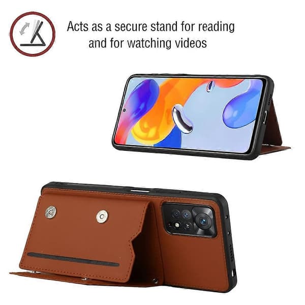 För Xiaomi Redmi Note 11 Pro Global Skinnkänsla PU + TPU + PC Telefonfodral [DB] Brun Brown