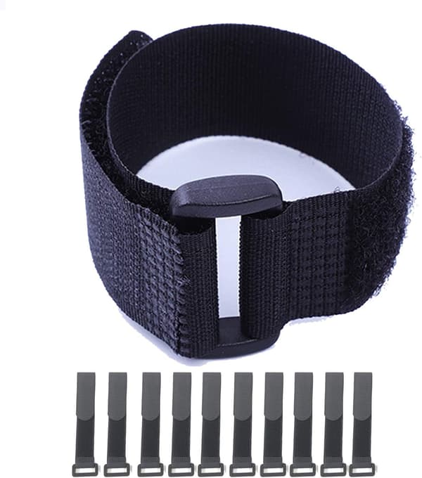 Velcro-stropper, 10-pak sorte selvklæbende kabelstropper, nylonstropper med spænder (1\" x 16\")
