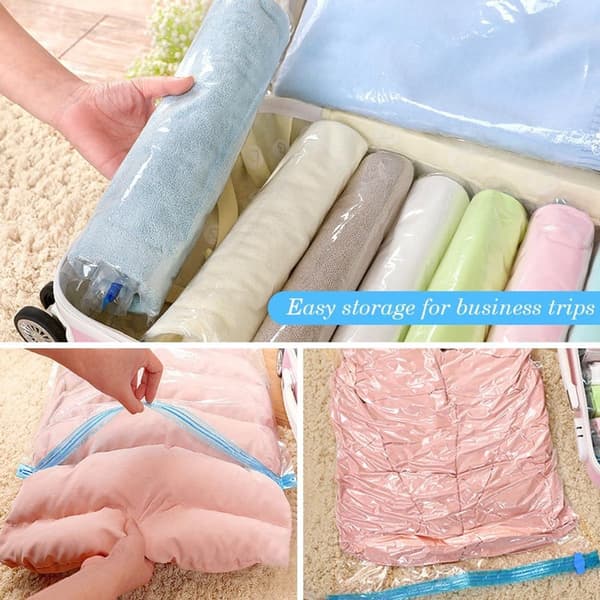 Vacuum Storage Bags for Clothes, 15-Pack, Compression Bags for Comforters and Travel, No Pump Needed