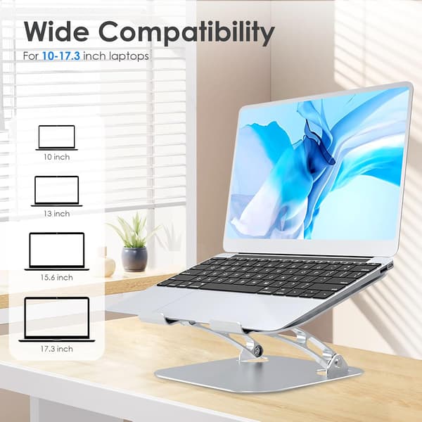 Bærbar computerstativ, Ergonomisk justerbart computerstativ til skrivebord, Sammenklappeligt aluminium til MacBook, Dell, HP, Lenovo, Alle bærbare computere