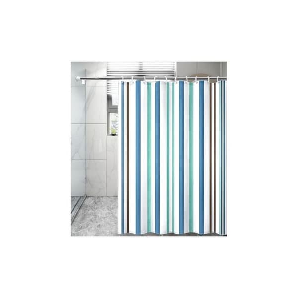 180 x 200 cm dusjforheng med 12 kroker hurtigtørkende (blå striper), vanntett polyesterstoff maskinvaskbart, baderomsgardiner blå Blue