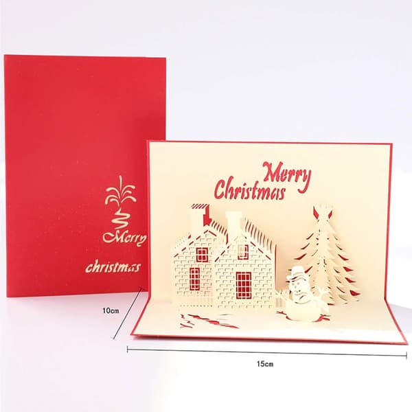 3D Christmas Greeting Card Vivid Christmas Tree Snowman Greeting