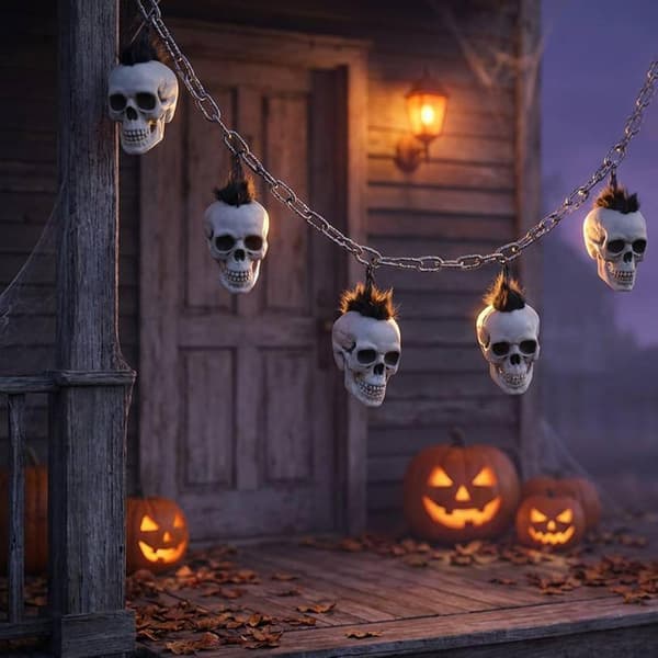 Girlander med hodeskaller til Halloween, festdekorasjon sammenlenket -